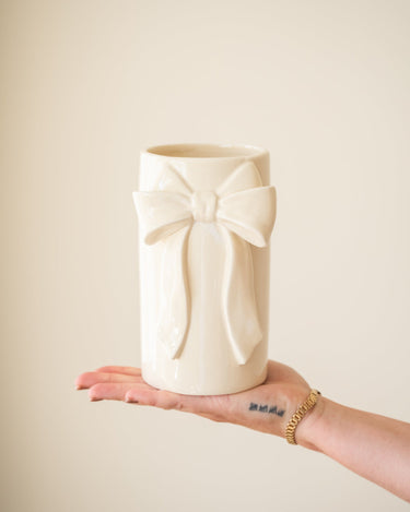 Vase Bow Ivory Stoneware - Small - Things I Like Things I Love