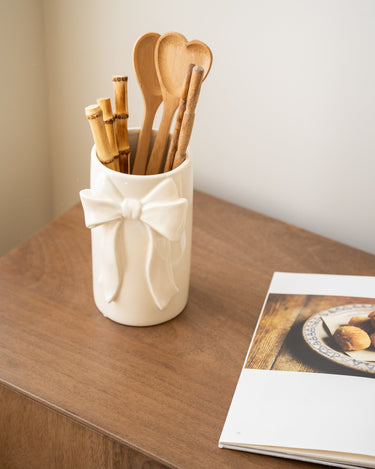 Vase Bow Ivory Stoneware - Small - Things I Like Things I Love