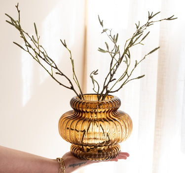 Vase Mouthblown Glass Smoked Amber - Things I Like Things I Love