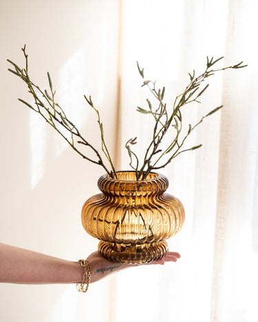 Vase Mouthblown Glass Smoked Amber - Things I Like Things I Love