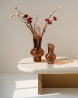 Vase Oblique Brown Glass