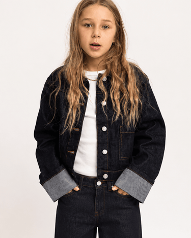 Vega Jacket Fold Up Denim GIRLS Dark Blue Denim - Things I Like Things I Love