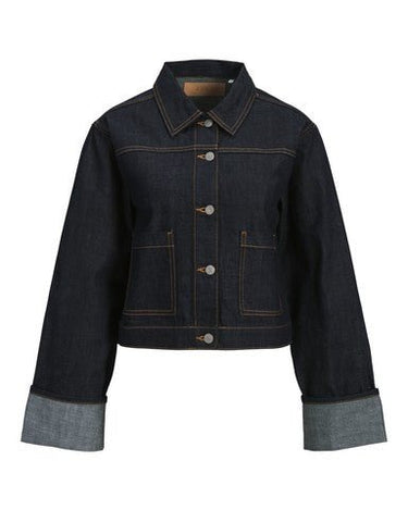 Vega Jacket Fold Up Denim GIRLS Dark Blue Denim - Things I Like Things I Love
