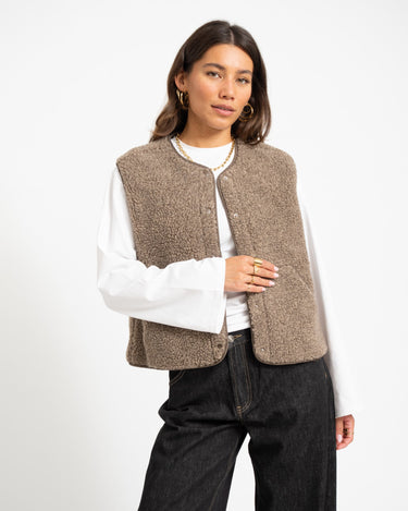 Vera Teddy Vest Bungee Cord Melange - Things I Like Things I Love