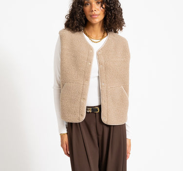 Vera Teddy Vest Humus/Melange - Things I Like Things I Love