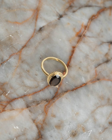Vintage Luna Smoky Quartz Ring Gold - Things I Like Things I Love