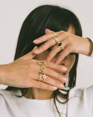 Vintage Luna Smoky Quartz Ring Gold - Things I Like Things I Love