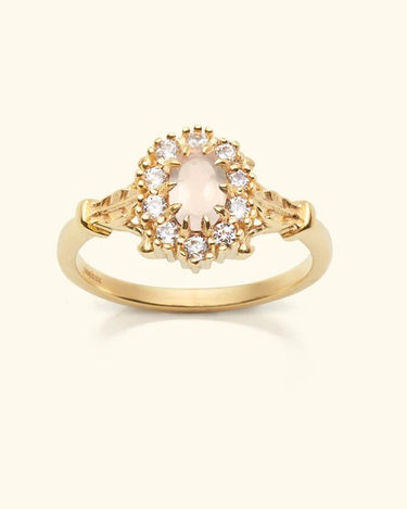 Vintage Rose Quartz Flower Ring Gold - Things I Like Things I Love