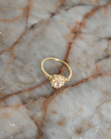 Vintage Rose Quartz Flower Ring Gold - Things I Like Things I Love