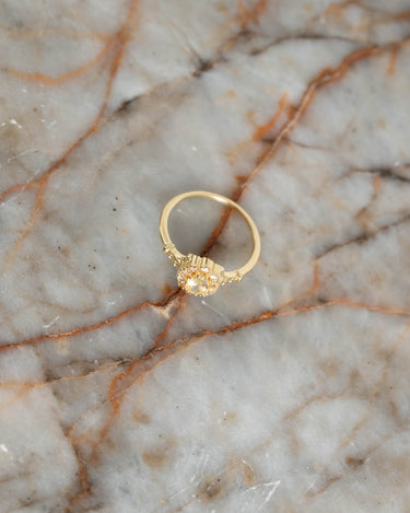 Vintage Yellow Champagne Flower Ring Gold - Things I Like Things I Love