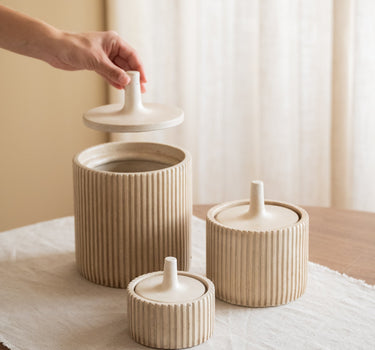 Voorraadpot Zilt Keramiek Beige - Things I Like Things I Love