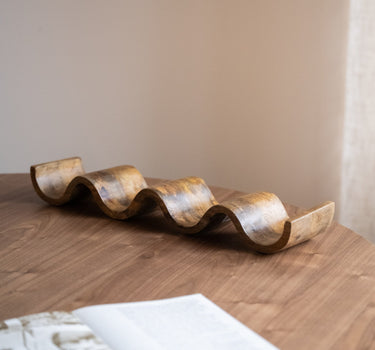 Wine Bottle Holder Wave Mango Wood - Things I Like Things I Love