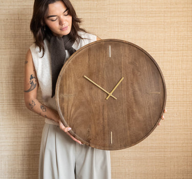 X - Large Wall Clock Veti Wood Mango - Things I Like Things I Love