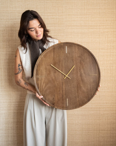 X - Large Wall Clock Veti Wood Mango - Things I Like Things I Love