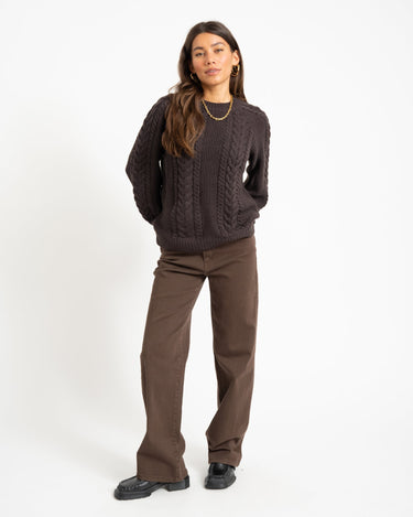 Yolanda Straight Jeans Colored Chocolate Bruin - Things I Like Things I Love