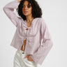 Zoe Seersucker Tie Shirt Pink Lady Brown - Things I Like Things I Love