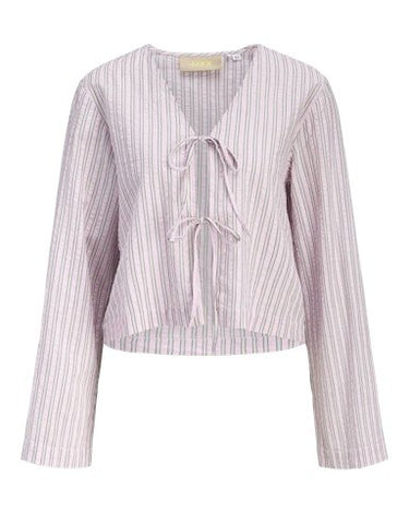 Zoe Seersucker Tie Shirt Pink Lady Brown - Things I Like Things I Love