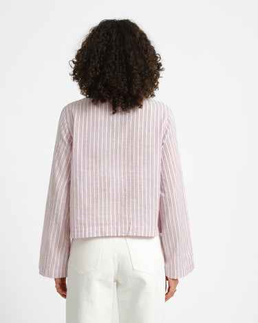 Zoe Seersucker Tie Shirt Pink Lady Brown - Things I Like Things I Love