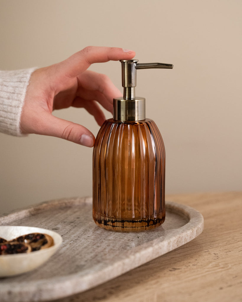 Brown Glass Soap Dispenser - Things I Like Things I Love
