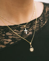 Goldgefüllt Halskette Kreuz Klein
