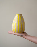 Hand Painted Vase Stripes Yellow