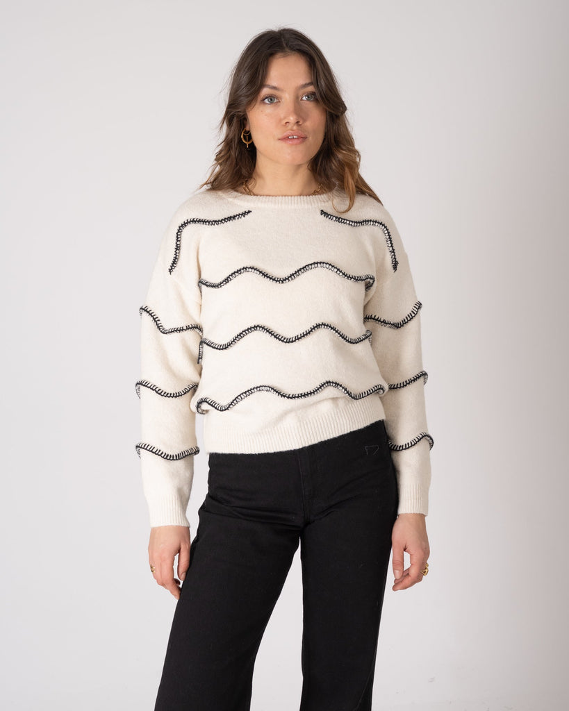 Lola Contrast Knit Black/Off-White One Size - Things I Like Things I Love