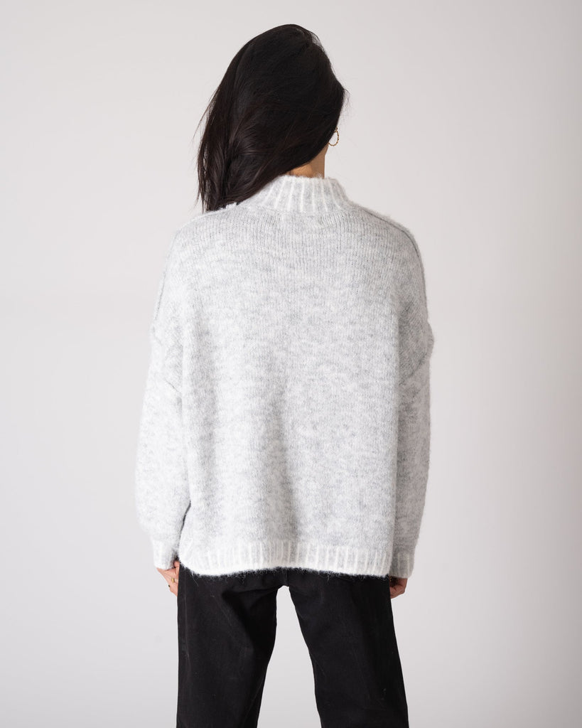 Odile Knit Grey Melange High Neck One Size - Things I Like Things I Love