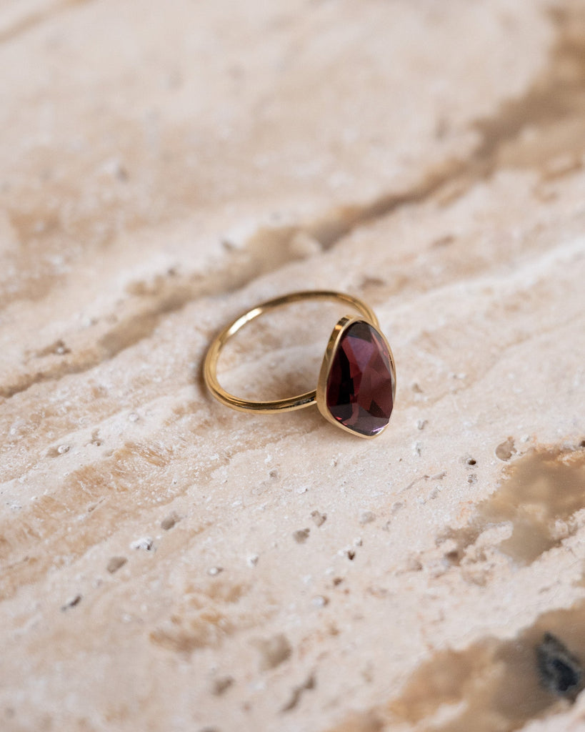 Ring Organic Stone Aubergine Gold - Things I Like Things I Love