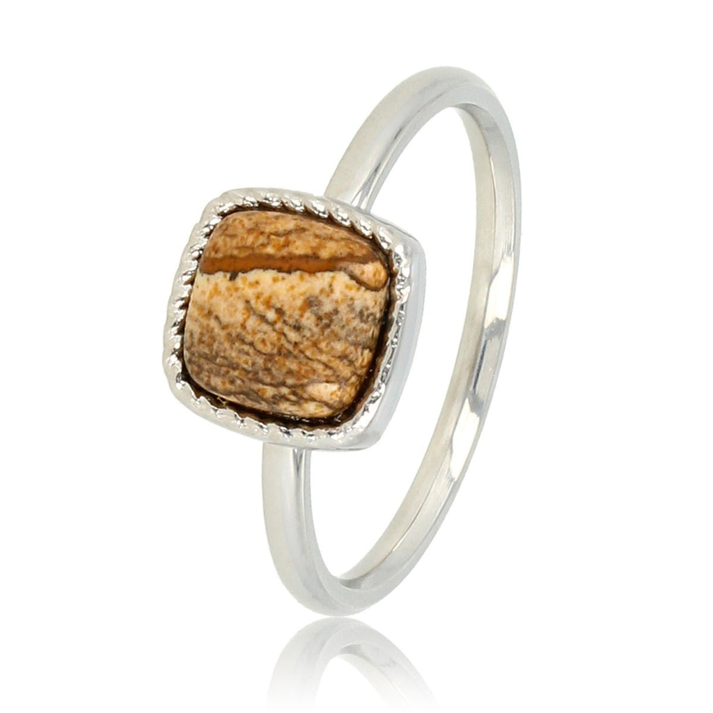 Ring Signet Picture Jasper Stone Silver - Things I Like Things I Love