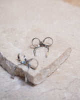 SET OF 2 - Stud Silver Adore Bow