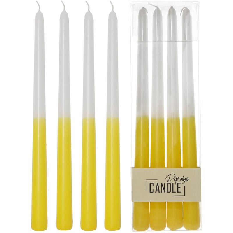 SET OF 4 - Candle Dip Dye Wax Yellow - Things I Like Things I Love