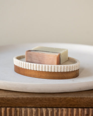 Soap Dish Beige/Acacia Wood - Things I Like Things I Love