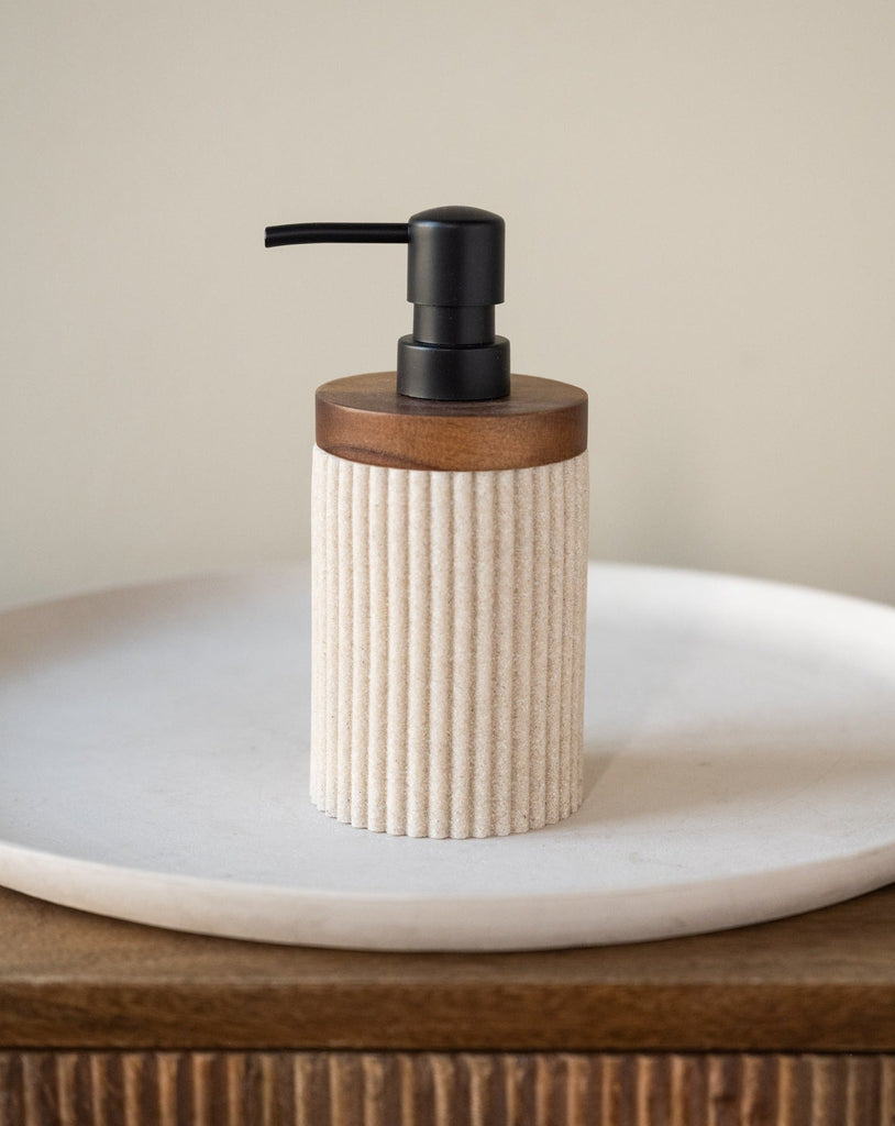 Soap Dispenser Beige/Acacia Wood - Things I Like Things I Love