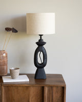 Table Lamp Jango Black With Natural Shade