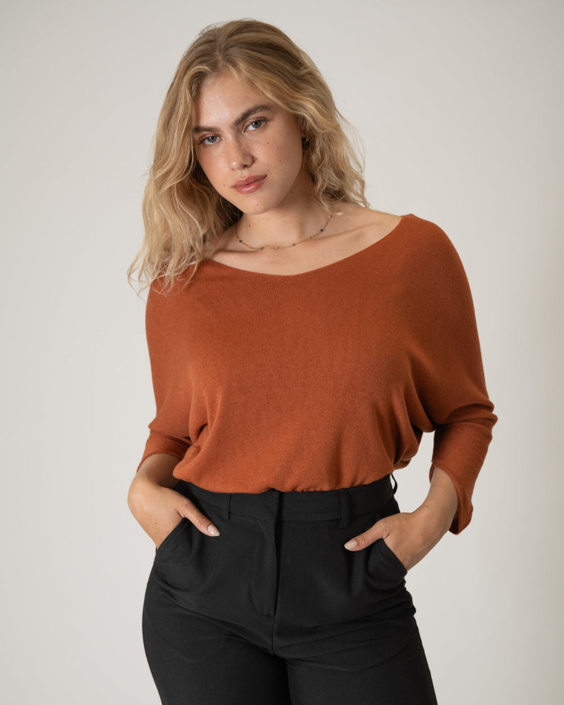 TILTIL Amber Knit Top Rust - Things I Like Things I Love
