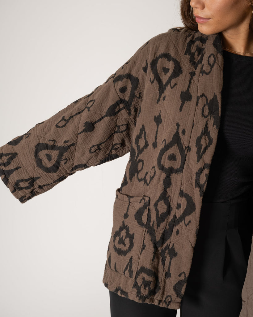 TILTIL Keil Kimono Brown Black Print One Size - Things I Like Things I Love